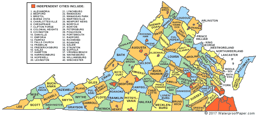 Virginia County Map